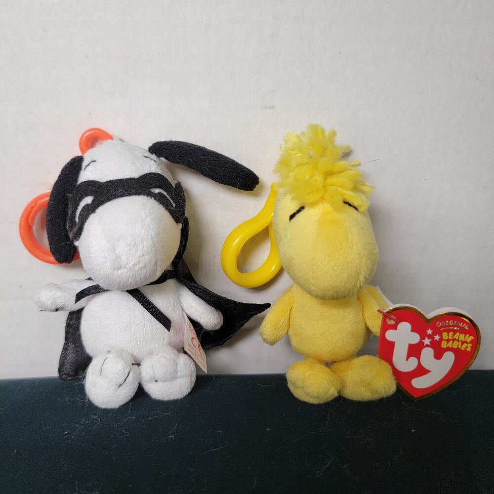 Set of 2 TY Peanuts Mini Clips: Halloween Snoopy & Woodstock w/ Tag